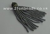 CGP679 3mm round handmade glass beaded tassel pendants wholesale