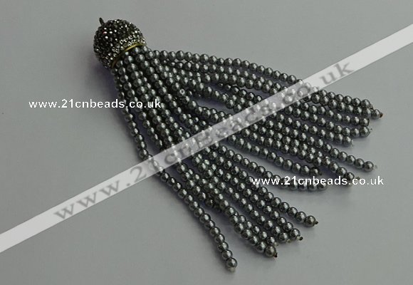 CGP679 3mm round handmade glass beaded tassel pendants wholesale