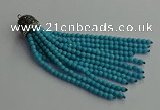 CGP684 4mm faceted round handmade turquoise beaded tassel pendants