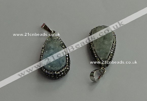 CGP706 16*28mm flat teardrop druzy agate pendants wholesale