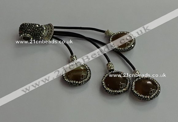 CGP728 18mm - 20mm coin agate tassel pendants wholesale