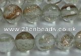 CGQ24 15.5 inches 8mm faceted round gold sand quartz beads