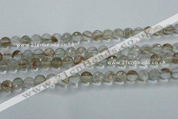 CGQ24 15.5 inches 8mm faceted round gold sand quartz beads