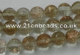 CGQ25 15.5 inches 10mm faceted round gold sand quartz beads