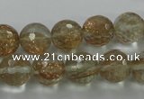 CGQ26 15.5 inches 12mm faceted round gold sand quartz beads