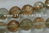 CGQ27 15.5 inches 14mm faceted round gold sand quartz beads