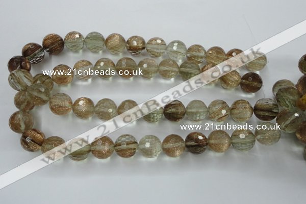 CGQ29 15.5 inches 18mm faceted round gold sand quartz beads