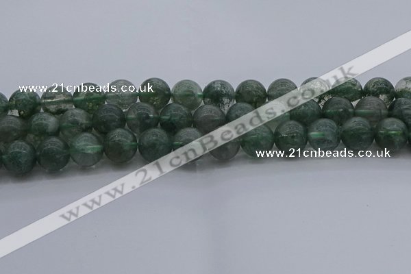 CGQ515 15.5 inches 14mm round matte imitation green phantom quartz beads