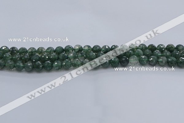 CGQ521 15.5 inches 6mm faceted round imitation green phantom quartz beads