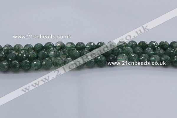 CGQ522 15.5 inches 8mm faceted round imitation green phantom quartz beads