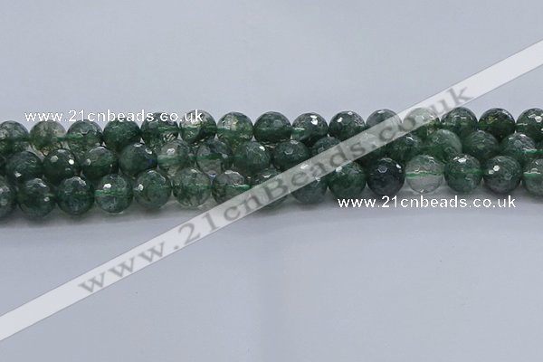 CGQ523 15.5 inches 10mm faceted round imitation green phantom quartz beads