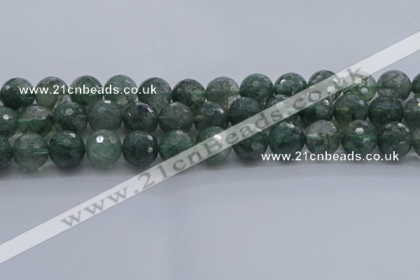 CGQ525 15.5 inches 14mm faceted round imitation green phantom quartz beads