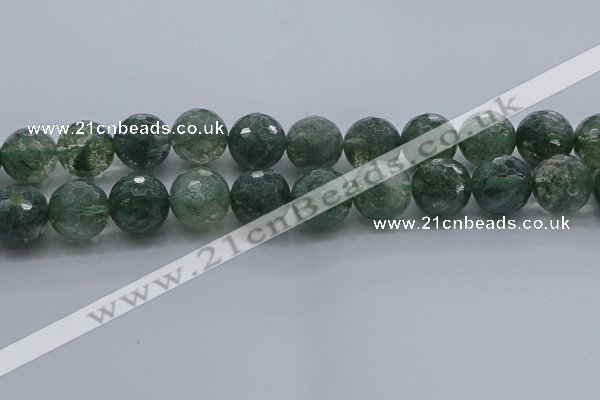 CGQ527 15.5 inches 18mm faceted round imitation green phantom quartz beads