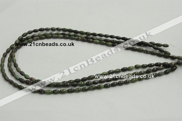 CGR06 16 inches 4*6mm rice green rain forest stone beads wholesale