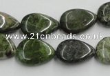 CGR09 16 inches 13*18mm flat teardrop green rain forest stone beads