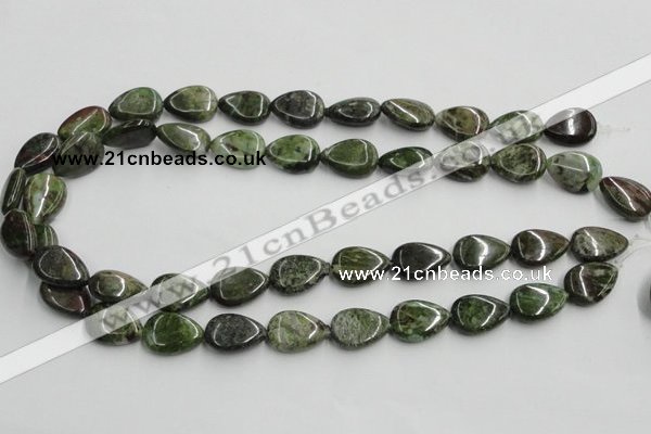 CGR09 16 inches 13*18mm flat teardrop green rain forest stone beads