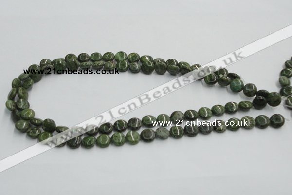 CGR15 16 inches 10mm flat round green rain forest stone beads wholesale