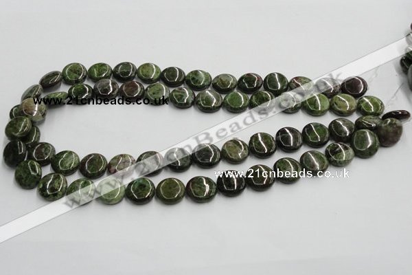 CGR16 16 inches 14mm flat round green rain forest stone beads wholesale