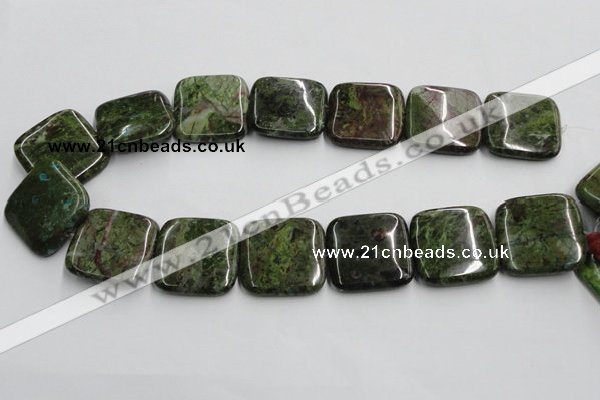 CGR20 16 inches 30*30mm square green rain forest stone beads wholesale