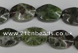 CGR22 15.5 inches 13*18mm wavy oval green rain forest stone beads