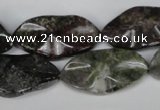 CGR23 15.5 inches 15*28mm wavy marquise green rain forest stone beads