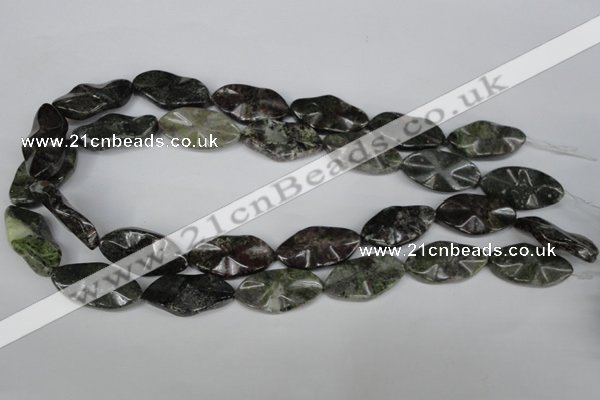 CGR23 15.5 inches 15*28mm wavy marquise green rain forest stone beads