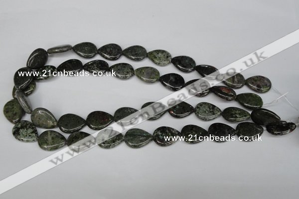 CGR24 15.5 inches 15*20mm flat teardrop green rain forest stone beads