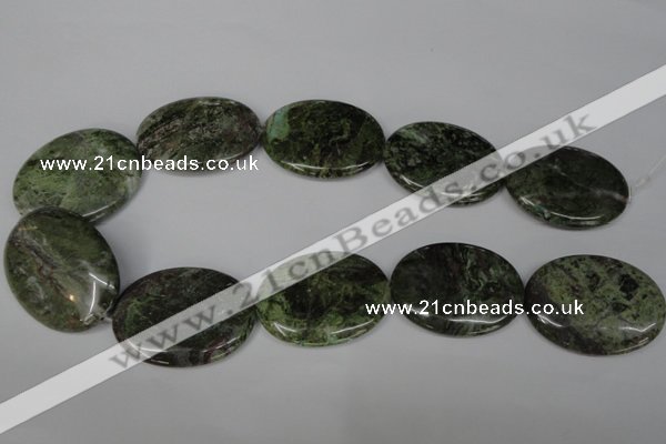 CGR29 15.5 inches 30*40mm oval green rain forest stone beads