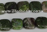 CGR32 15.5 inches 10*10mm square green rain forest stone beads