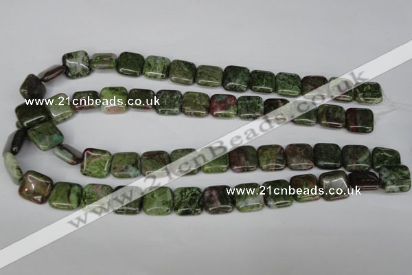 CGR33 15.5 inches 14*14mm square green rain forest stone beads