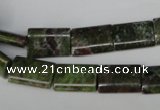 CGR35 15.5 inches 10*14mm flat tube green rain forest stone beads