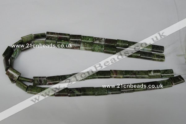 CGR35 15.5 inches 10*14mm flat tube green rain forest stone beads