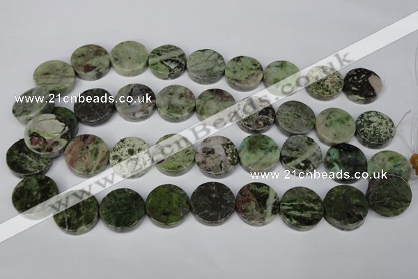 CGR38 15.5 inches 22mm coin green rain forest stone beads