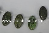 CGR40 Top-drilled 10*18mm marquise green rain forest stone beads