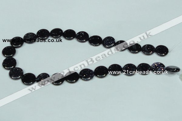 CGS122 15.5 inches 15mm flat round blue goldstone beads wholesale