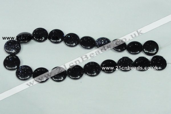 CGS123 15.5 inches 20mm flat round blue goldstone beads wholesale