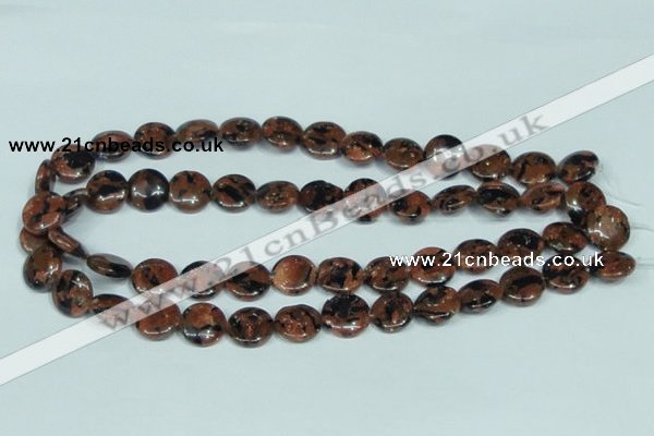 CGS208 15.5 inches 14mm flat round blue & brown goldstone beads wholesale