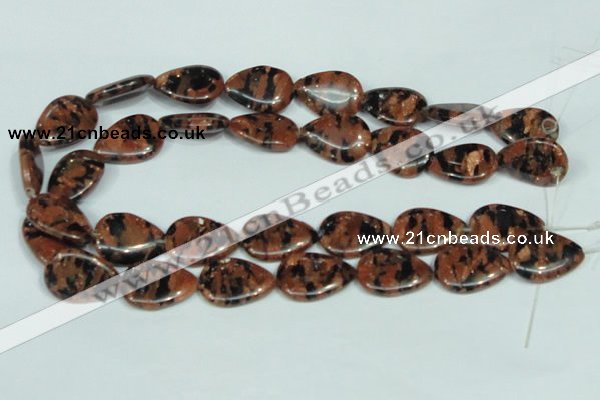 CGS214 15.5 inches 18*25mm flat teardrop blue & brown goldstone beads