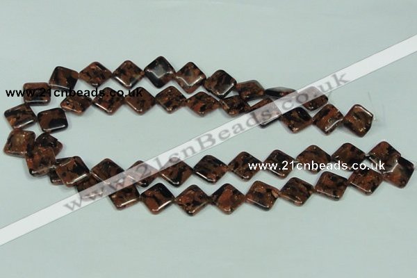 CGS219 15.5 inches 14*14mm diamond blue & brown goldstone beads