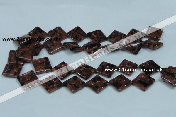 CGS220 15.5 inches 20*20mm diamond blue & brown goldstone beads