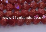 CGS451 15.5 inches 6mm faceted nuggets goldstone beads wholesale