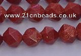 CGS452 15.5 inches 8mm faceted nuggets goldstone beads wholesale