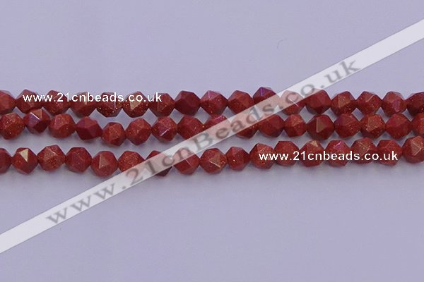 CGS452 15.5 inches 8mm faceted nuggets goldstone beads wholesale