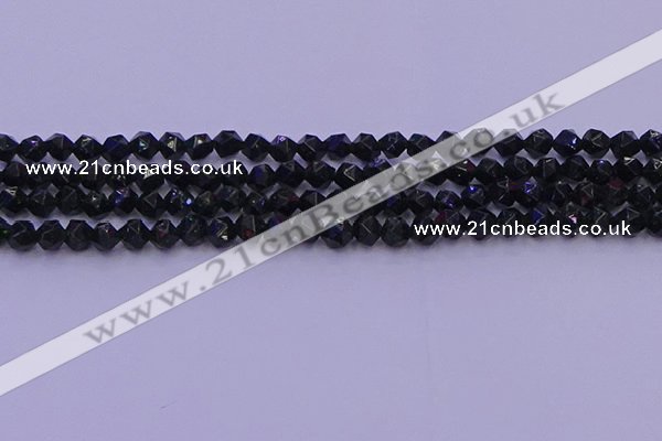 CGS461 15.5 inches 6mm faceted nuggets green goldstone beads