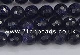 CGS479 15.5 inches 6mm faceted round blue goldstone beads