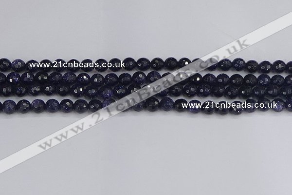 CGS479 15.5 inches 6mm faceted round blue goldstone beads