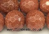 CGS492 15 inches 10mm faceted round goldstone beads