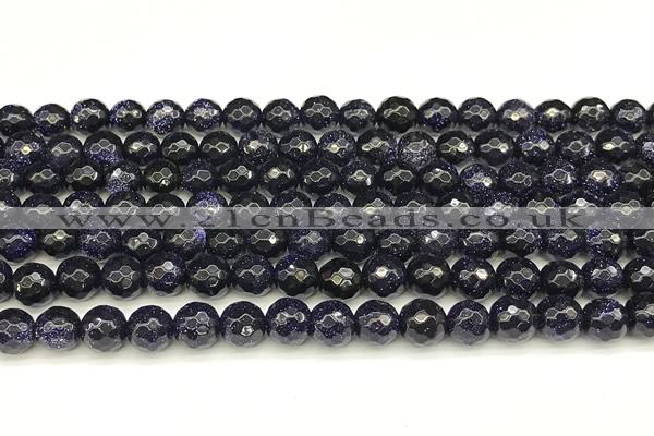 CGS495 15 inches 6mm faceted round blue goldstone beads