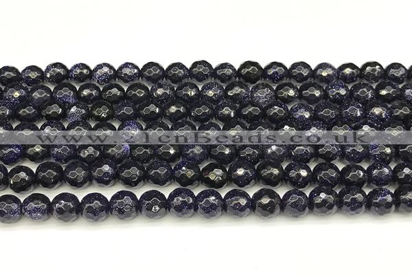 CGS495 15 inches 6mm faceted round blue goldstone beads