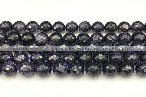 CGS497 15 inches 10mm faceted round blue goldstone beads